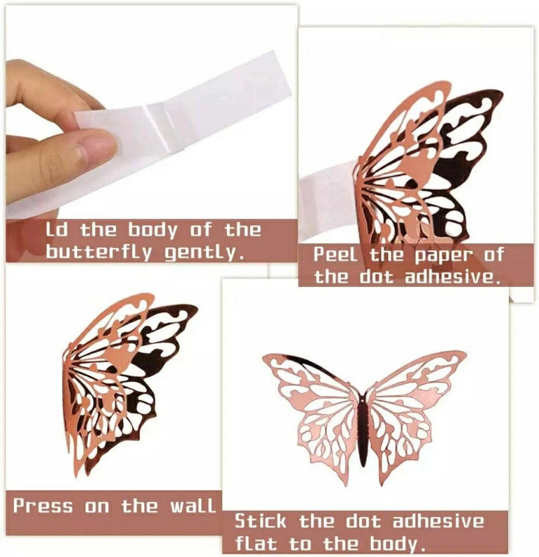 3D Craft Gold Butterflies Bedroom Wall Decor Stickers - Décor Maniacs