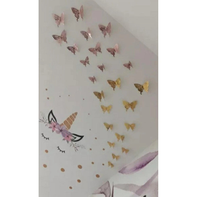 3D Craft Gold Butterflies Bedroom Wall Decor Stickers - Décor Maniacs