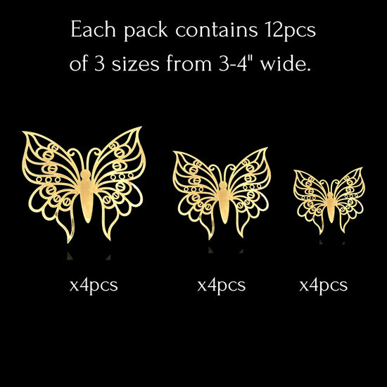 3D Gold Butterflies Kids Wall Decor 12pcs