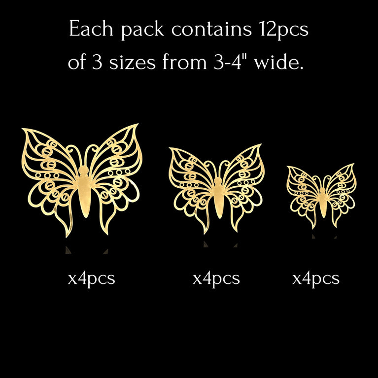 3D Gold Butterflies Kids Wall Decor 12pcs