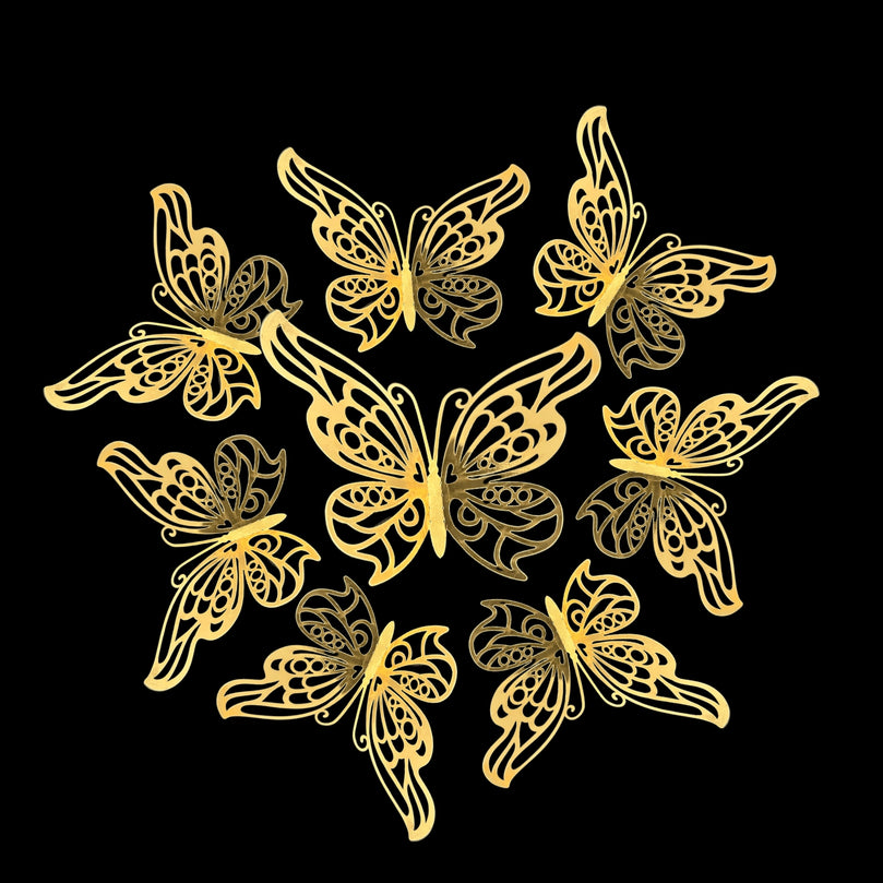 3D Gold Butterflies Wall Craft Decor 12-Pack