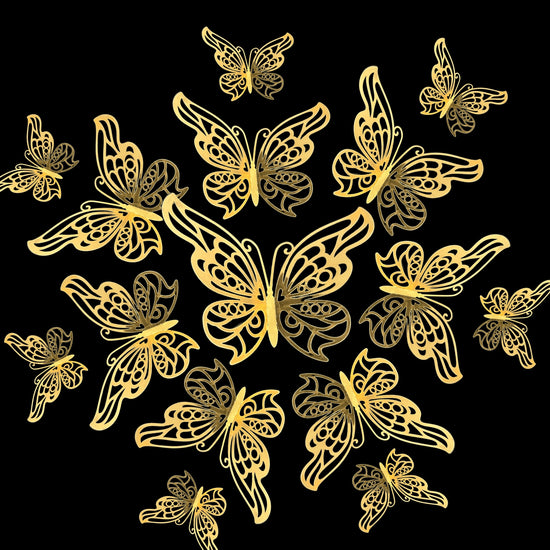 3D Gold Butterflies Wall Craft Decor 12-Pack