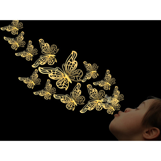 3D Gold Butterflies Wall Craft Decor 12-Pack