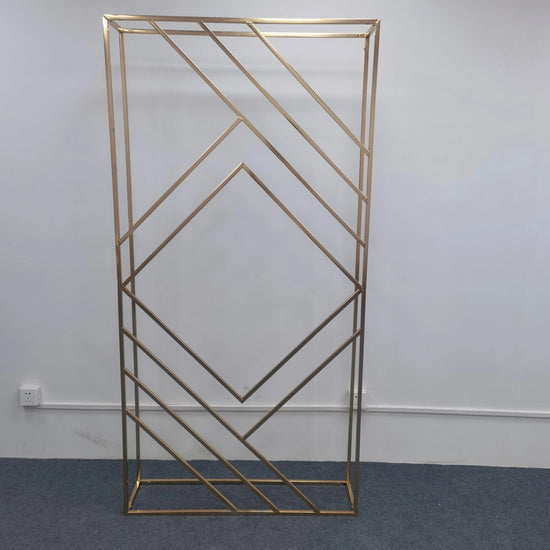 3D Shiny Gold Geometric Wedding Arch Backdrop