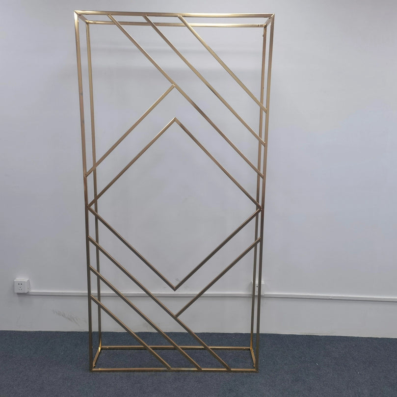 3D Shiny Gold Geometric Wedding Arch Backdrop