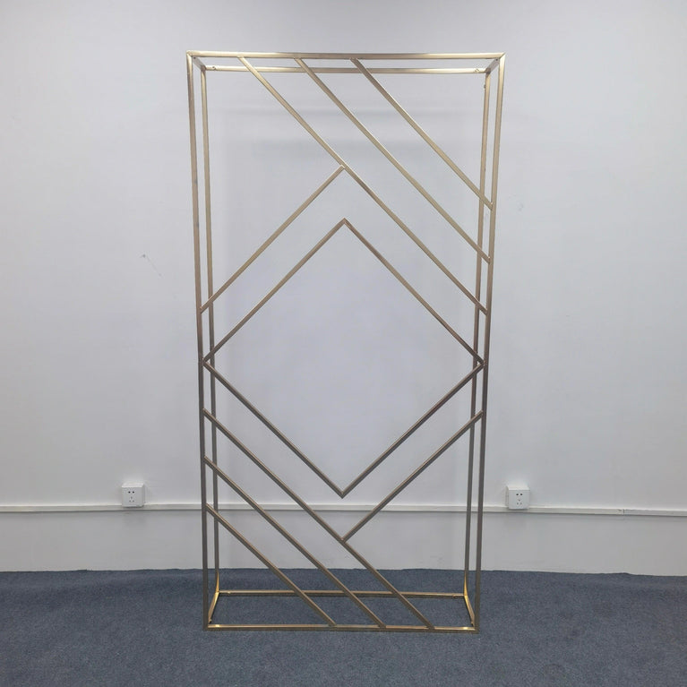 3D Shiny Gold Geometric Wedding Arch Backdrop