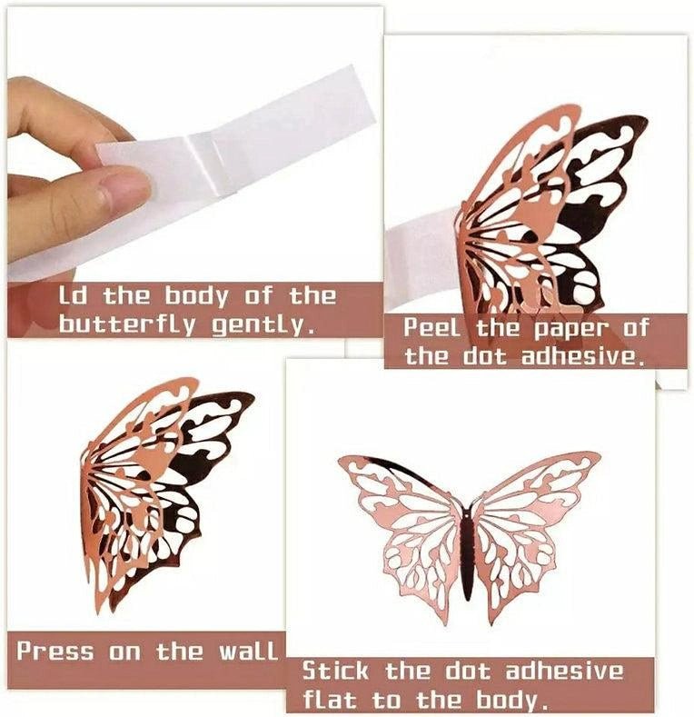 3D Butterfly Craft Wall Decor Stickers 12-Pack