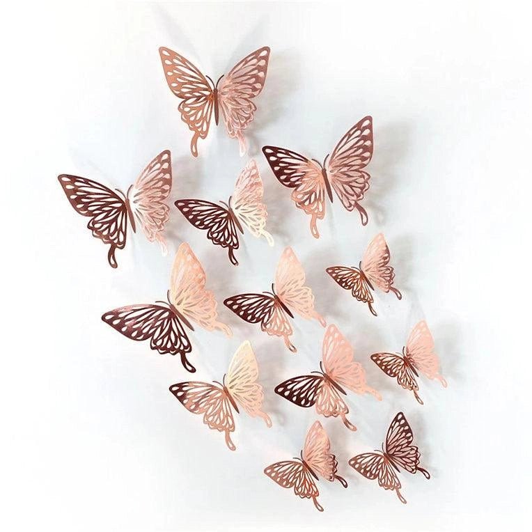 3D Craft Gold Butterflies Bedroom Wall Decor Stickers