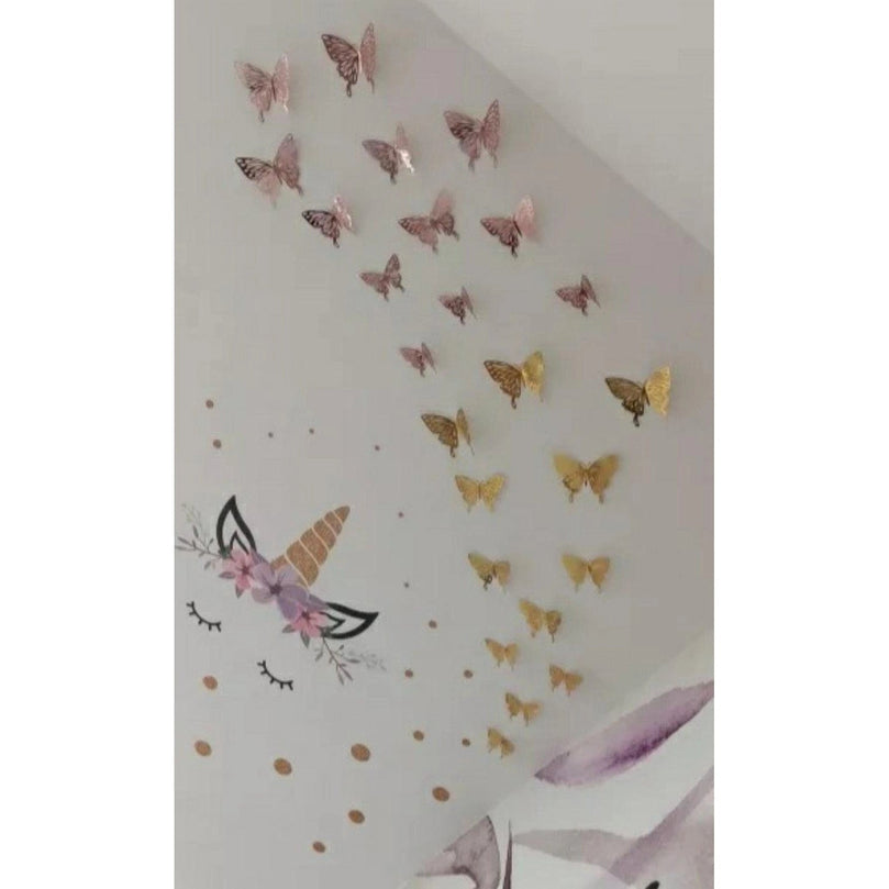 3D Craft Gold Butterflies Bedroom Wall Decor Stickers