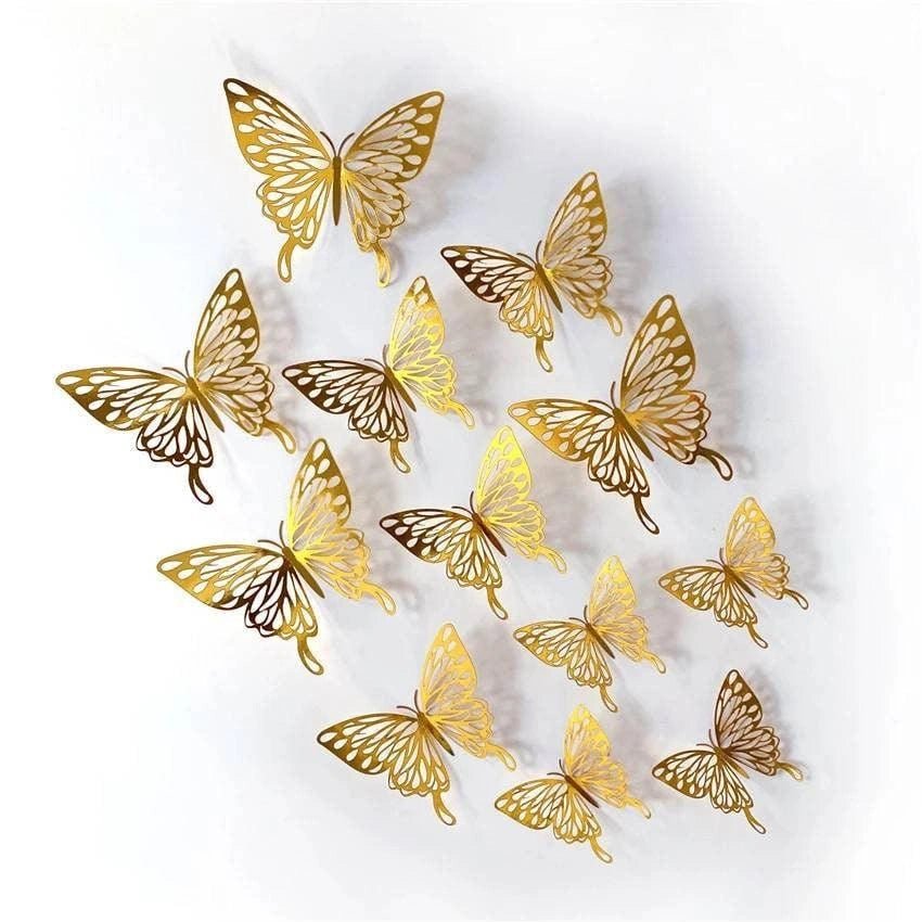 3D Craft Gold Butterflies Bedroom Wall Decor Stickers