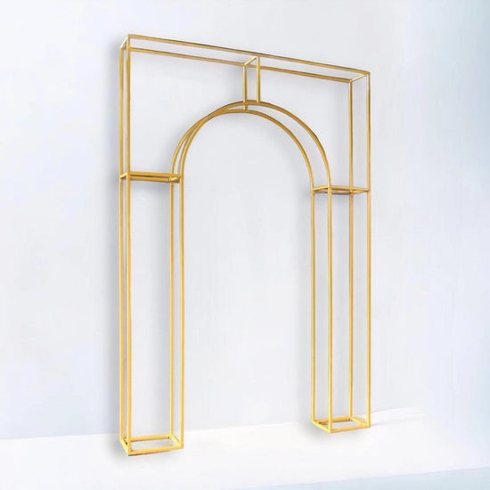 3D Curved Wedding Arch Gold Backdrop Stand