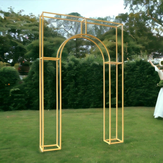 3D Curved Wedding Arch Gold Backdrop Stand