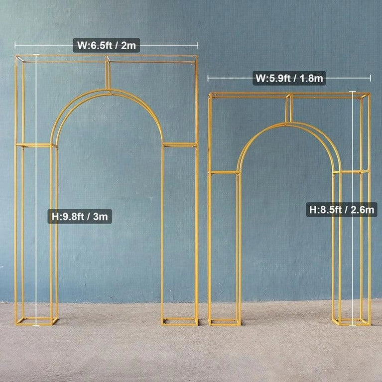 3D Curved Wedding Arch Gold Backdrop Stand