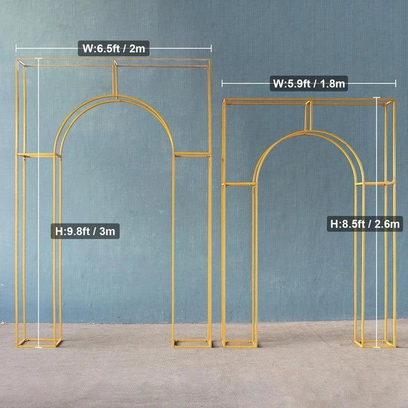 3D Curved Wedding Arch Gold Backdrop Stand