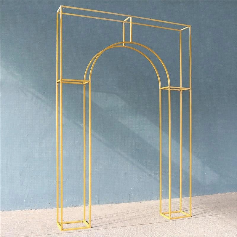 3D Curved Wedding Arch Gold Backdrop Stand