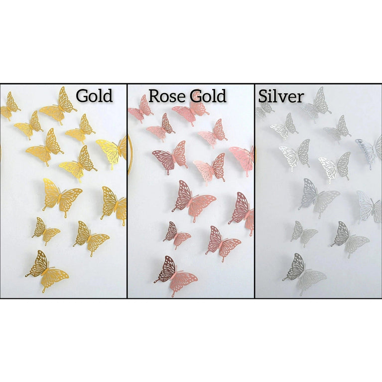 3D Gold Craft Butterflies Kids Room Wall Decor 12-Set