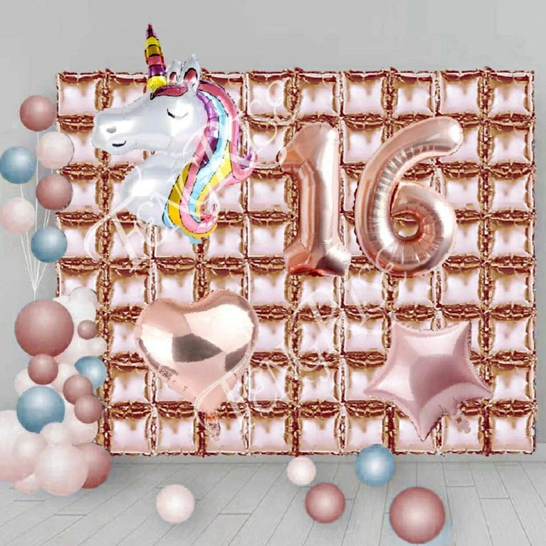 4 Rows Square Foil Balloon Wall Decoration