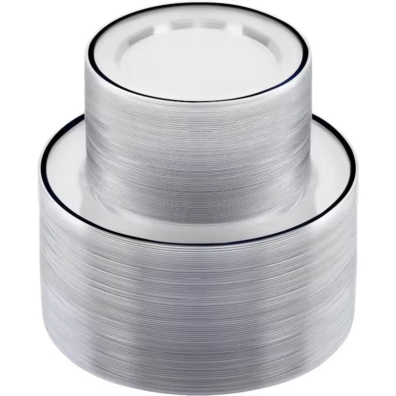 Zik Clear Round Disposable Dinner and Dessert Plates 200-Pack