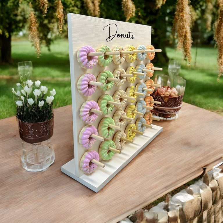 White Donut Stand Towers: Doughnut Display, Dessert Holder - Décor Maniacs