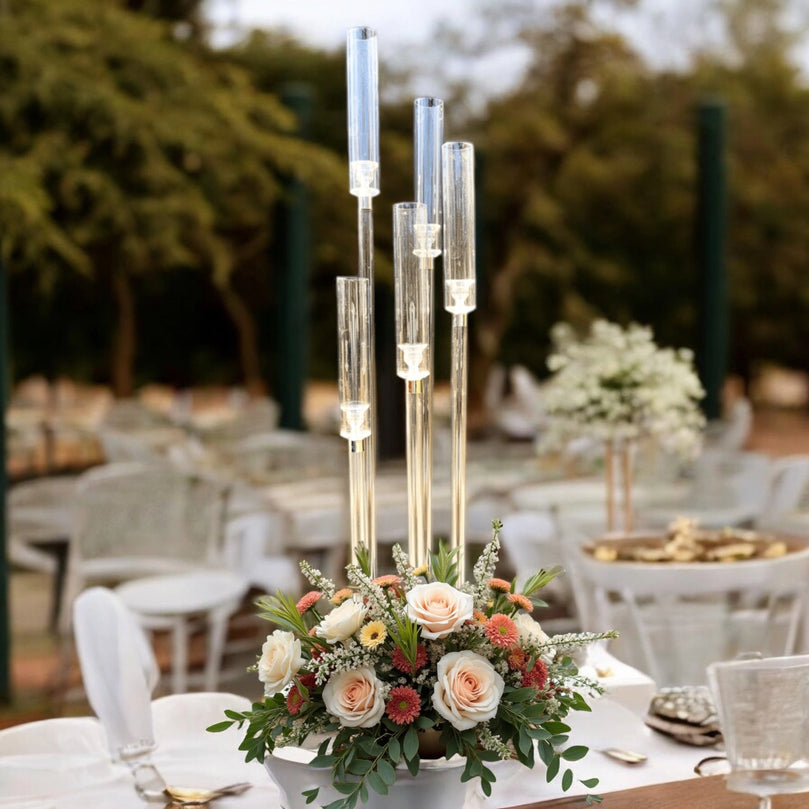 5-Arm Acrylic Candelabra Wedding Centerpiece