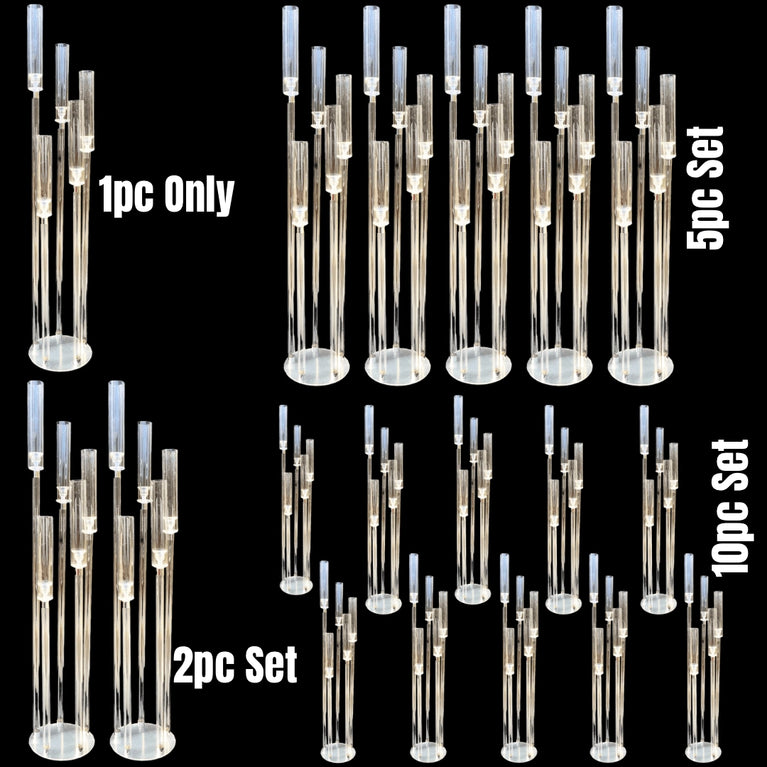 5-Arm Acrylic Candelabra Wedding Centerpiece