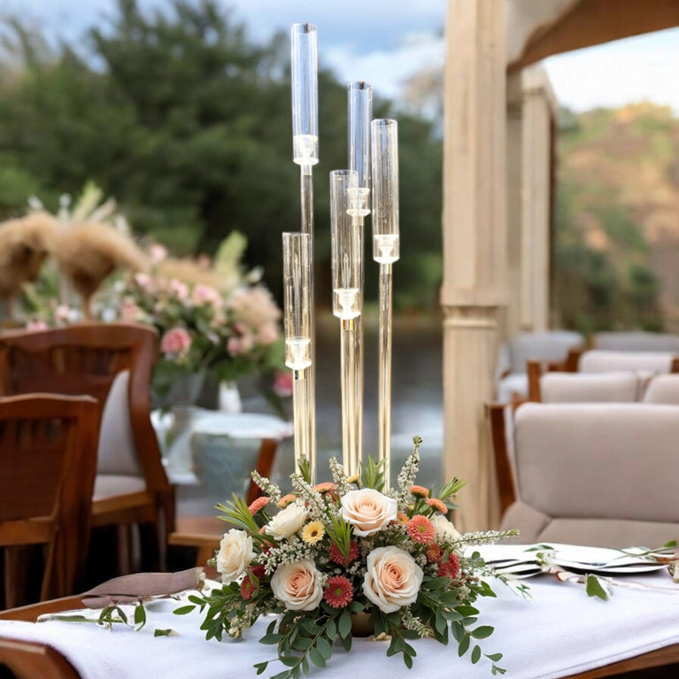 5-Arm Acrylic Candelabra Wedding Centerpiece