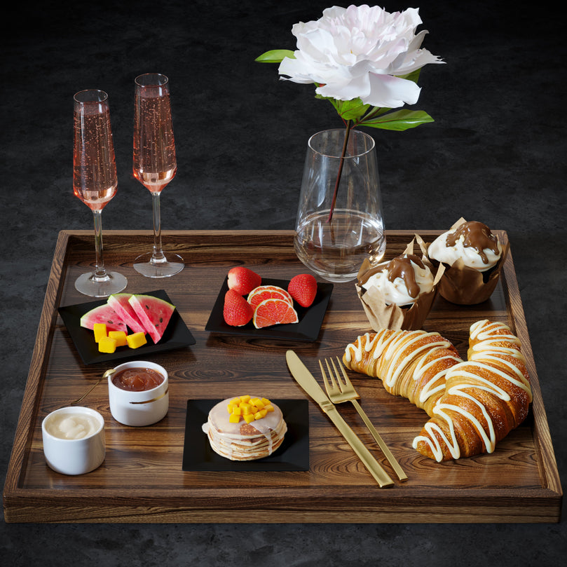 4.5 In. Black Square Plates | 100 Count