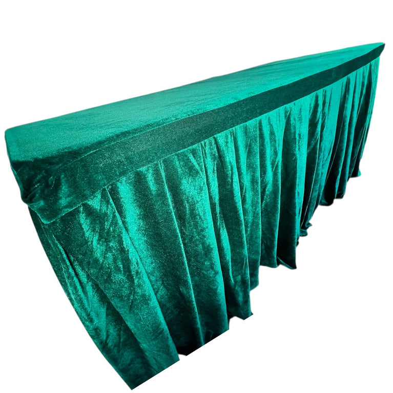 Green Velvet Tablecloth for Rent – 6 Ft Table Linen Rental