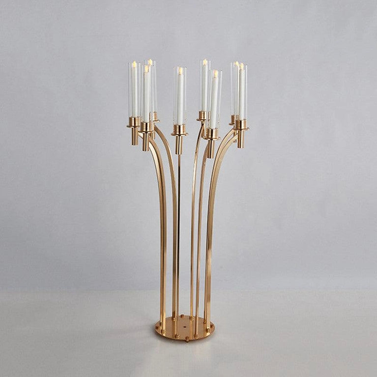 Petal Wedding Centerpiece Decor | 8-Arm Gold Candle Holder