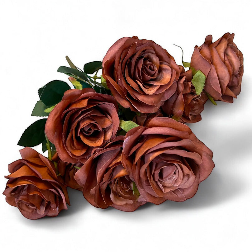 9-Head Artificial Rose Flower Bouquet for DIY Arrangements