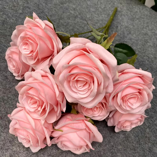 9-Head Artificial Rose Flower Bouquet for DIY Arrangements