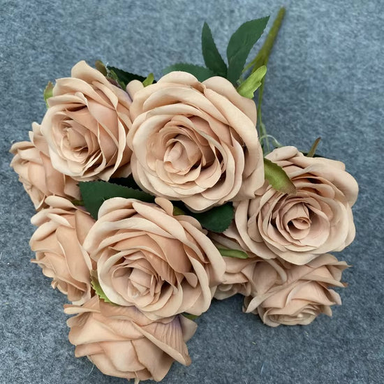 9-Head Artificial Rose Flower Bouquet for DIY Arrangements