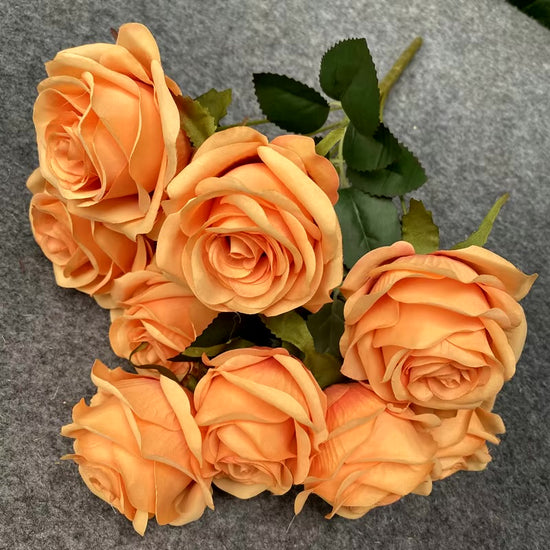 9-Head Artificial Rose Flower Bouquet for DIY Arrangements