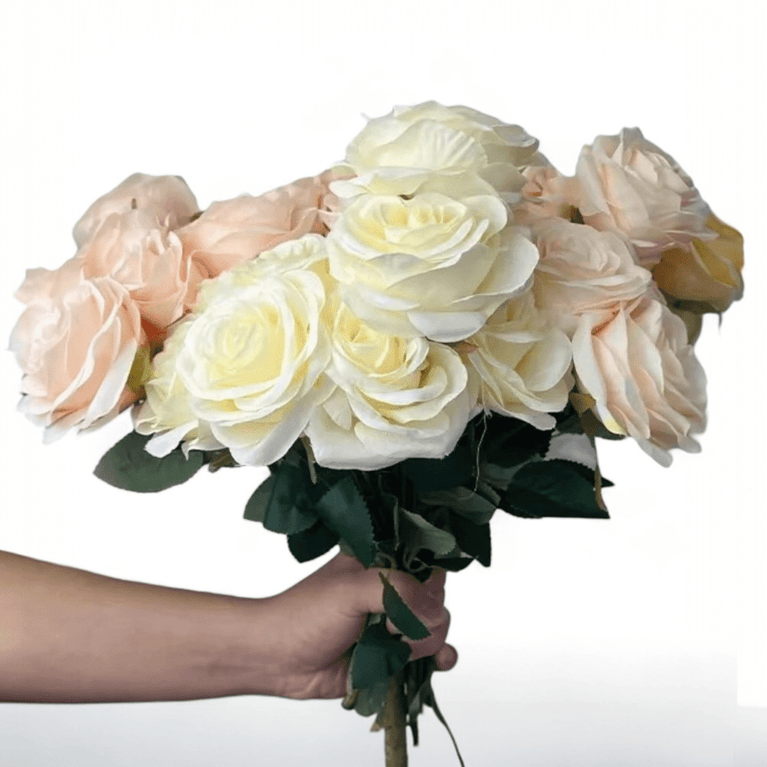 9-Head Artificial Rose Flower Bouquet for DIY Arrangements