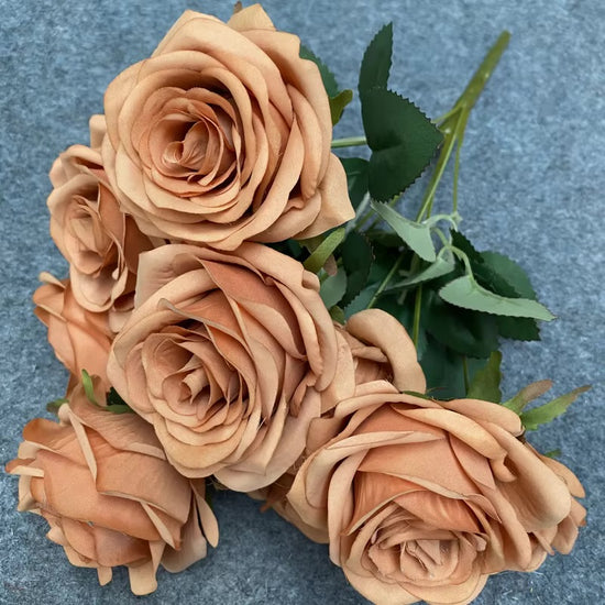 9-Head Artificial Rose Flower Bouquet for DIY Arrangements