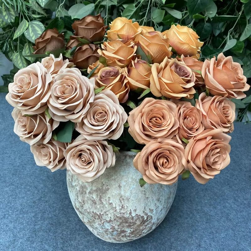 9-Head Artificial Rose Flower Bouquet for DIY Arrangements