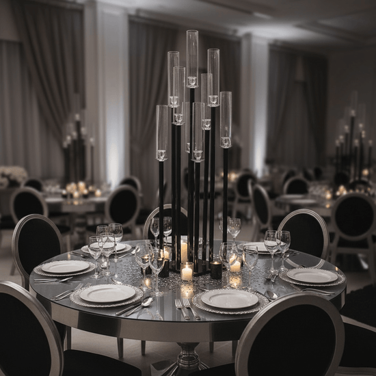 9-Arm Black Candle Holder for Rent