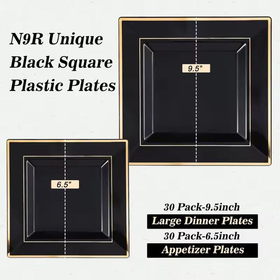 Bliq Square Disposable Plastic Dinning and Dessert Plates 60-Pack