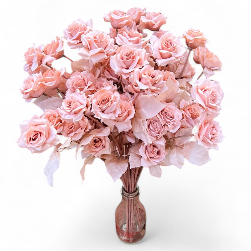 Artificial Rose Flower Bouquet Stem with 5 Heads for Decor