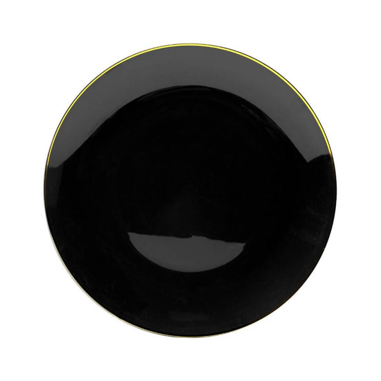 10 In. Black & Gold Rim Design Plastic Plates | 120 Count
