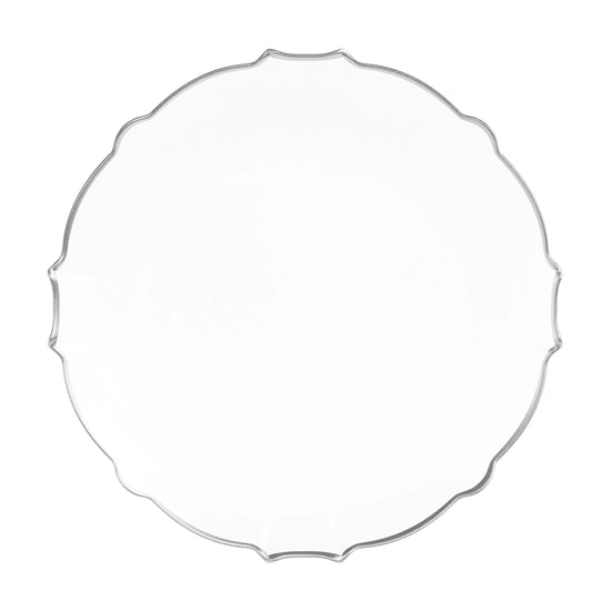 9 In. Clear/Silver Petal Plates | 20 Count