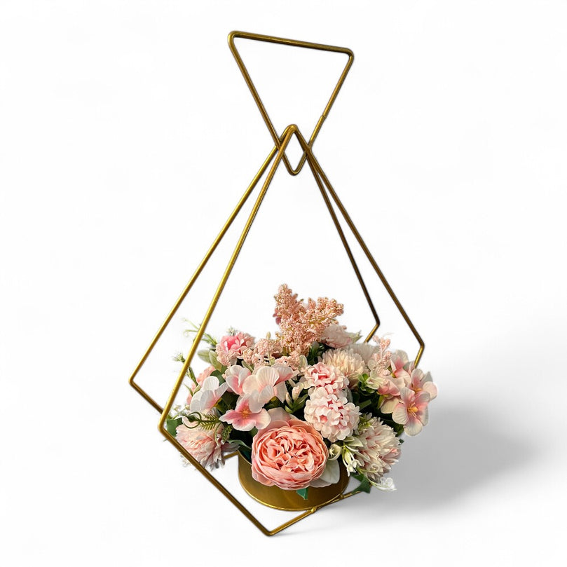 Gold Diamond Flower Rack Dining Table Centerpieces 2-Pack