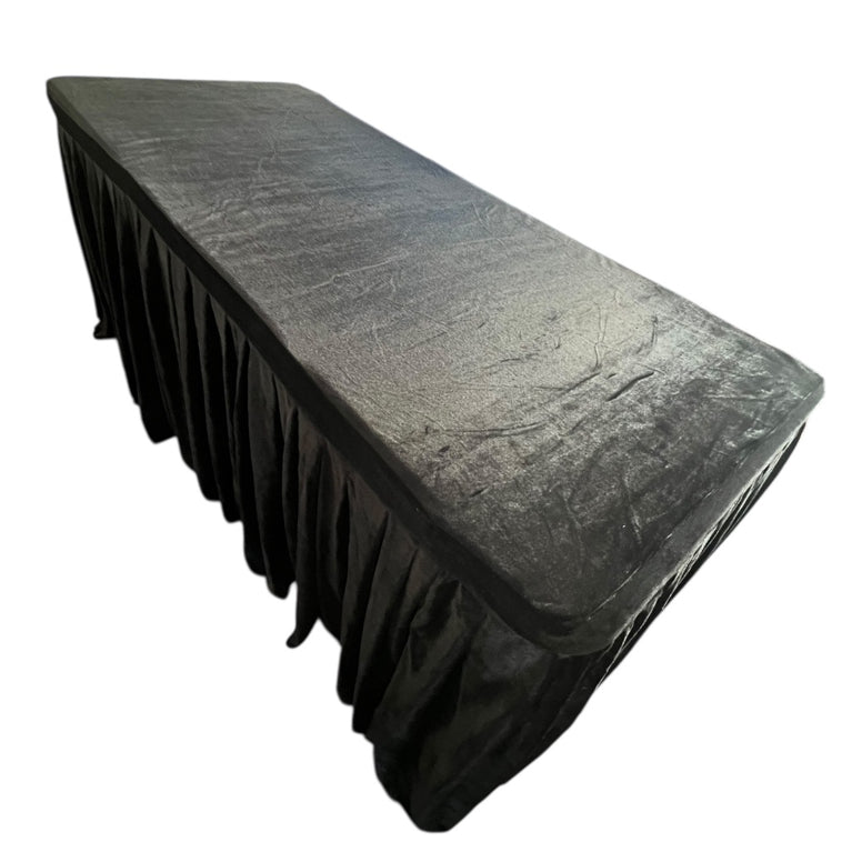 Black Velvet Tablecloth Rental – Premium Fitted 6 Ft Linen