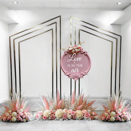 Angled Wedding Arch - Shiny Gold Backdrop Set For Decor