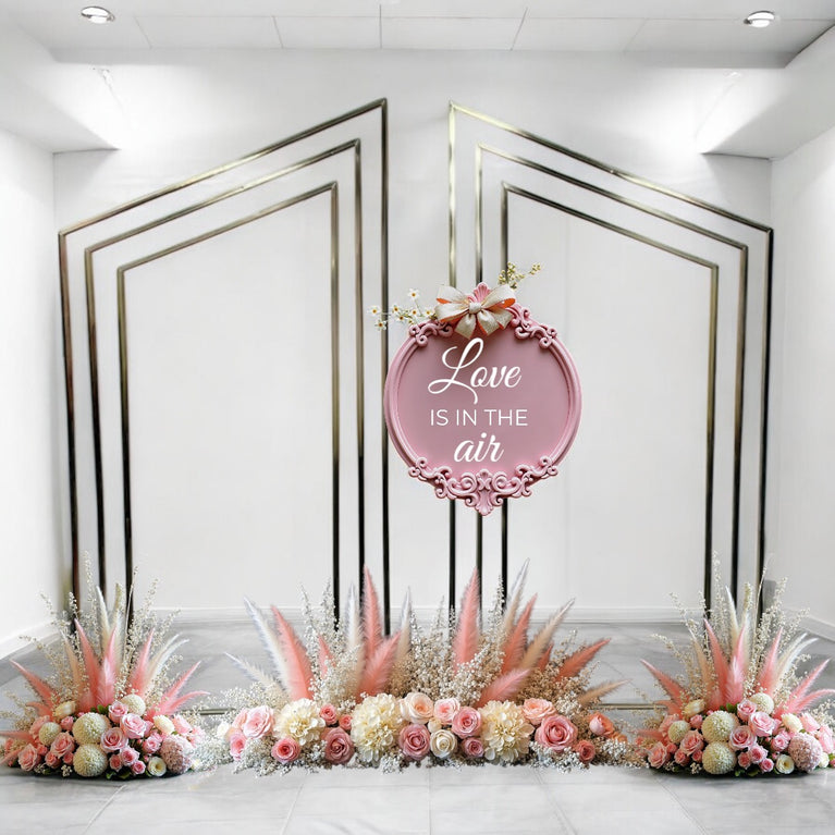 Angled Wedding Arch - Shiny Gold Backdrop Set For Decor