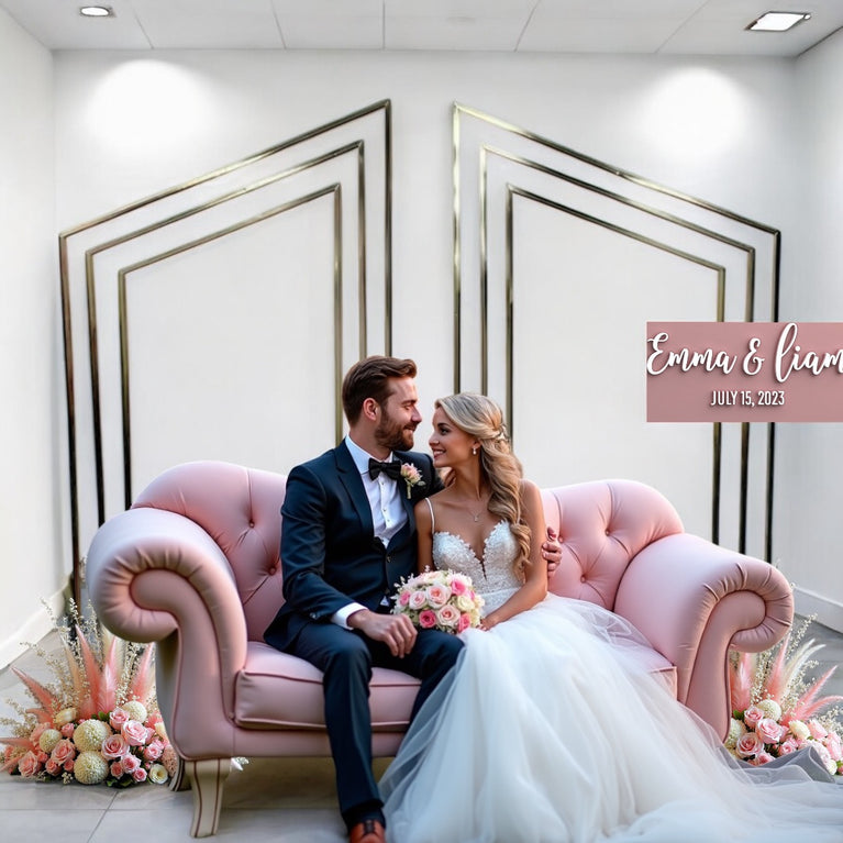 Angled Wedding Arch - Shiny Gold Backdrop Set For Decor