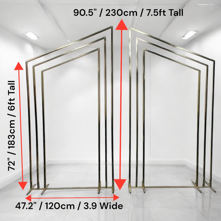 Angled Wedding Arch - Shiny Gold Backdrop Set For Decor