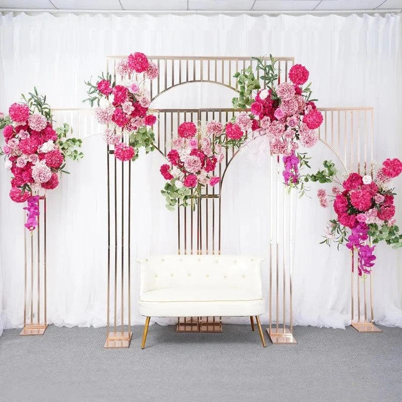 Arched Shiny Gold Tubed Wedding Backdrop Stands - Décor Maniacs