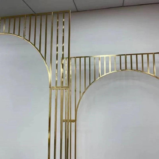 Arched Shiny Gold Tubed Wedding Backdrop Stands - Décor Maniacs