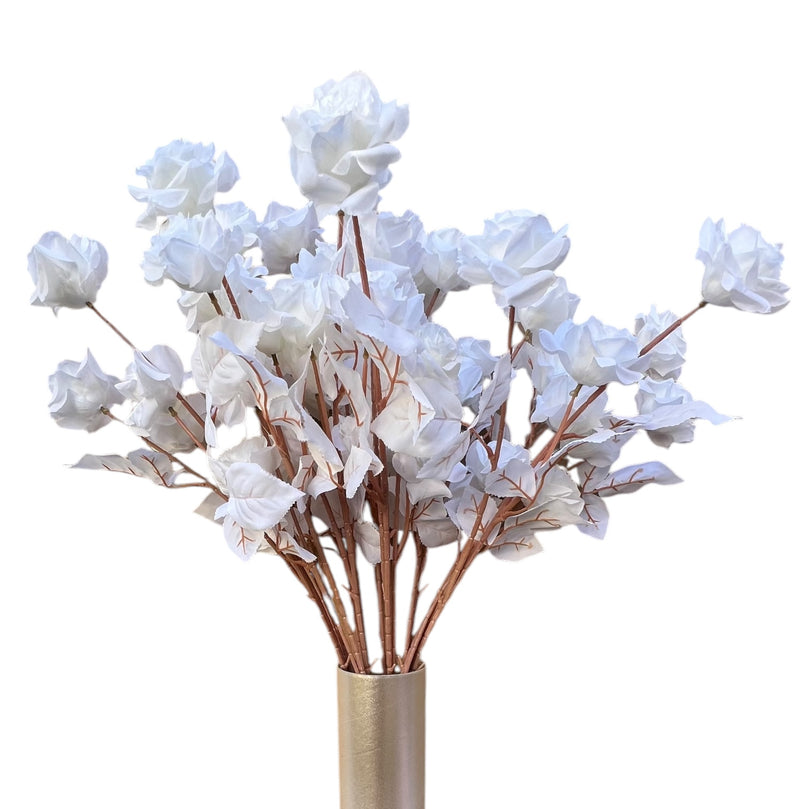 Artificial Rose Flower Bouquet Stem with 5 Heads for Decor